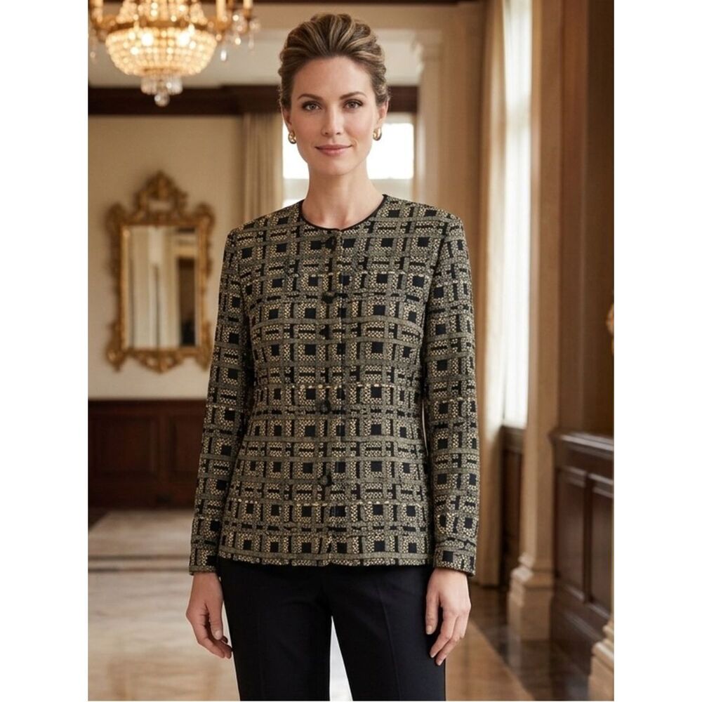 Take 50% OFF- Jordan Black Jacket with Gold Geometric Print, Size-14